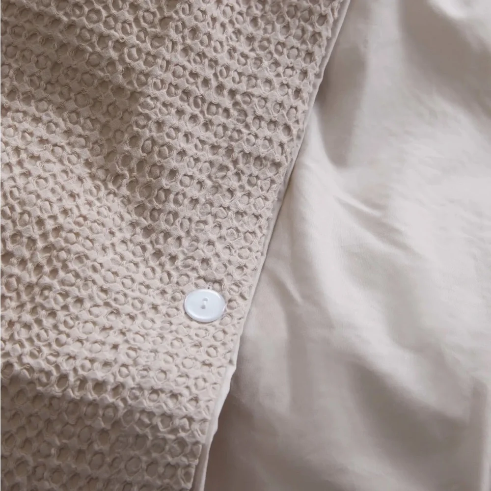 QUINCE Organic Luxe Waffle Duvet Cover King/Cal King Sand